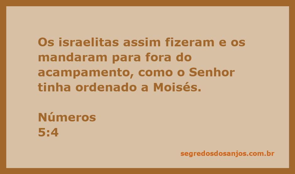 Representação gráfica dos israelitas seguindo a ordem de Moisés para enviar pessoas para fora do acampamento.