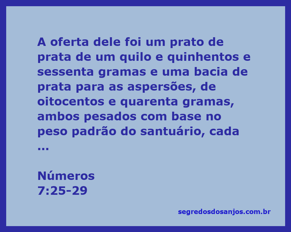 Oferta de Eliabe, filho de Helom, incluindo pratos de prata, bacia, vasilha de ouro e animais para sacrifício.