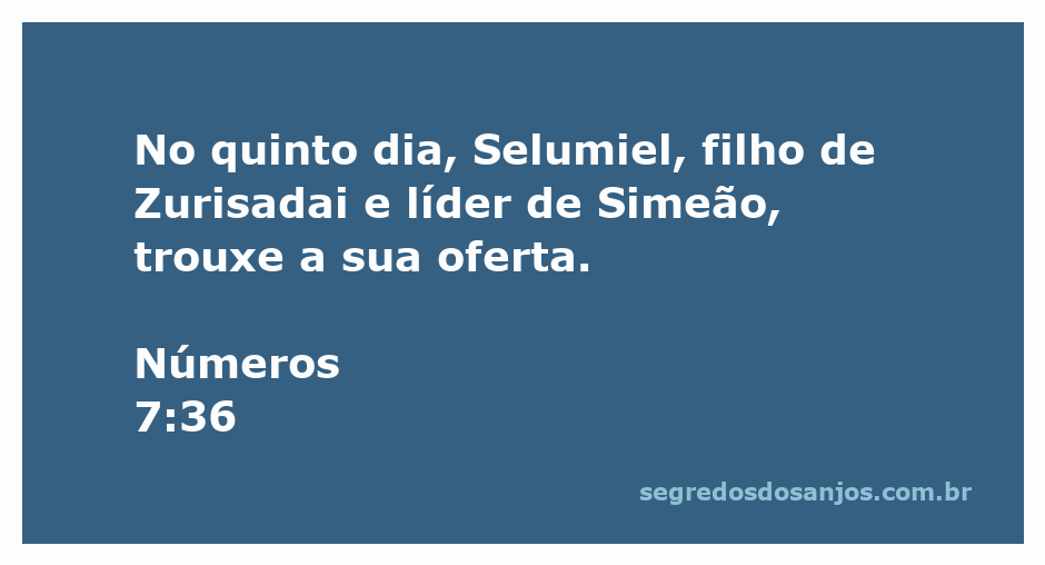 Ilustração da oferta de Selumiel, líder de Simeão, conforme Números 7:36.