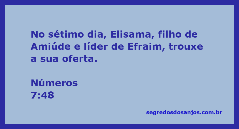 Ilustração da oferta trazida por Elisama, filho de Amiúde, no sétimo dia, conforme Números 7:48.