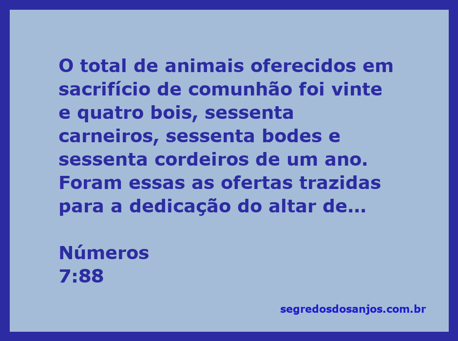 Ilustração dos animais oferecidos em sacrifício de comunhão conforme Números 7:88