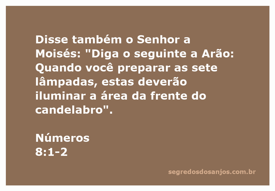 Ilustração do candelabro com sete lâmpadas, representando a instrução de Deus a Moisés e Arão em Números 8:1-2.