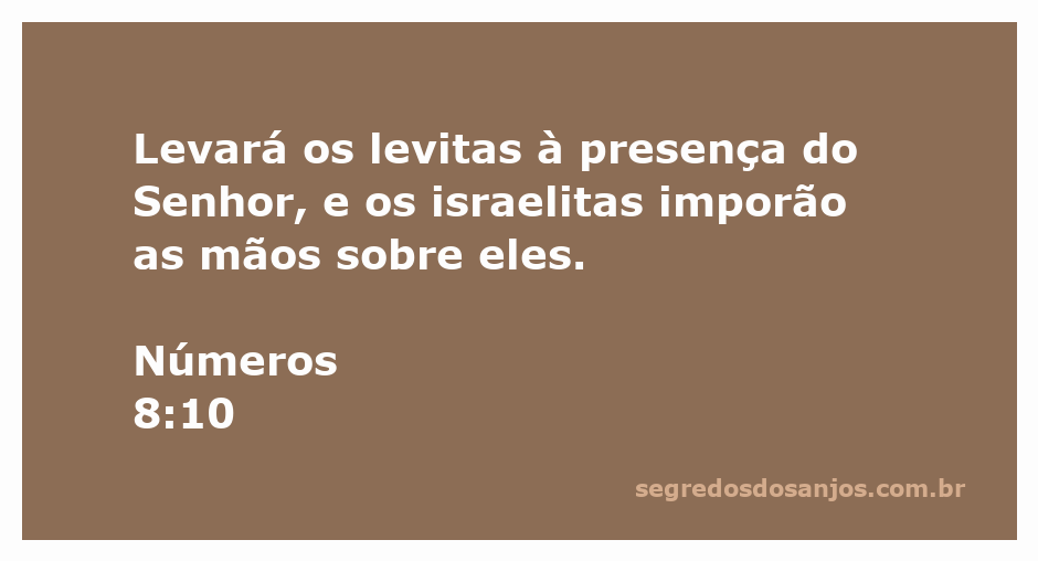Levitas sendo apresentados ao Senhor com israelitas impondo as mãos sobre eles.
