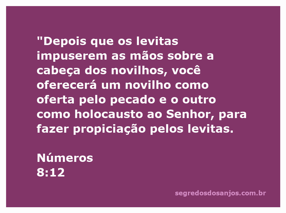 Imagem ilustrativa da imposição das mãos pelos levitas sobre os novilhos, simbolizando a oferta pelo pecado e holocausto ao Senhor.