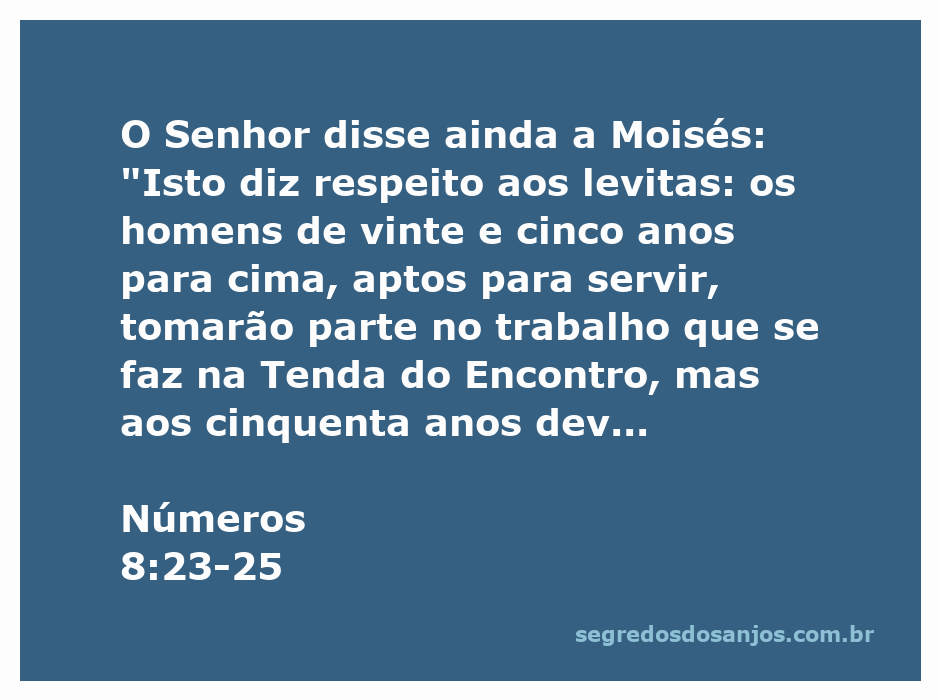 Ilustração dos levitas servindo na Tenda do Encontro conforme Números 8:23-25.