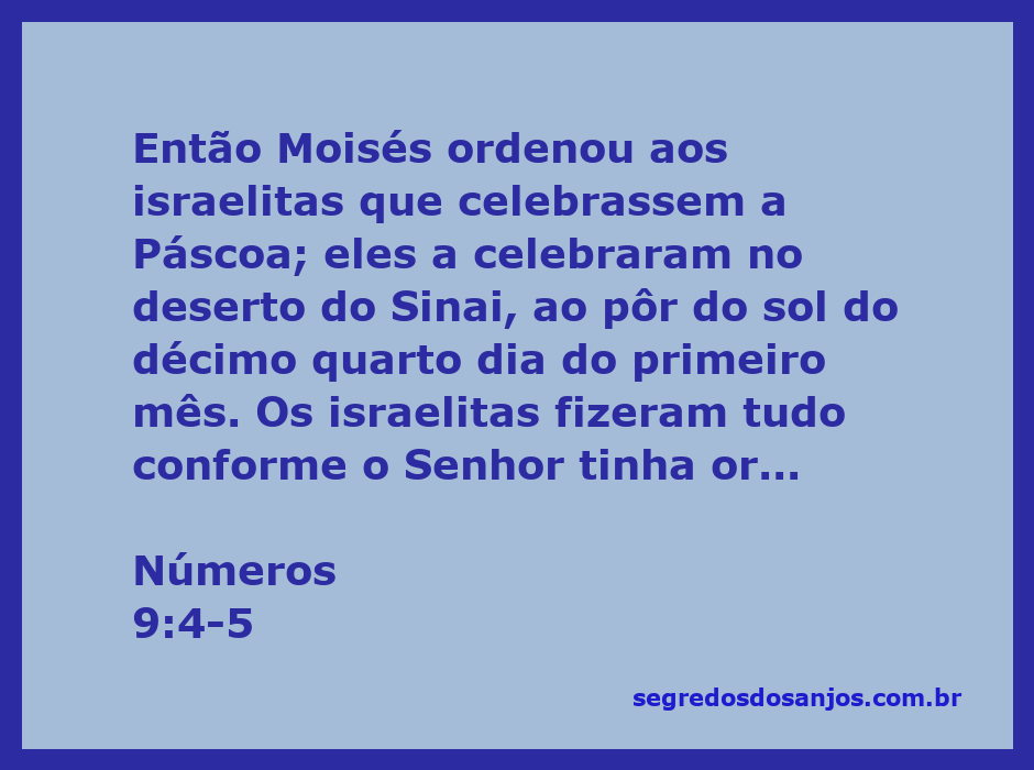 Moisés orientando os israelitas na celebração da Páscoa no deserto do Sinai