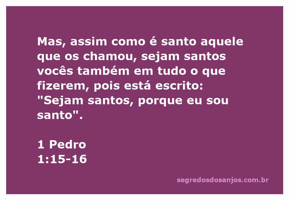 Imagem representativa da santidade, com a frase de 1 Pedro 1:15-16 sobre ser santo.