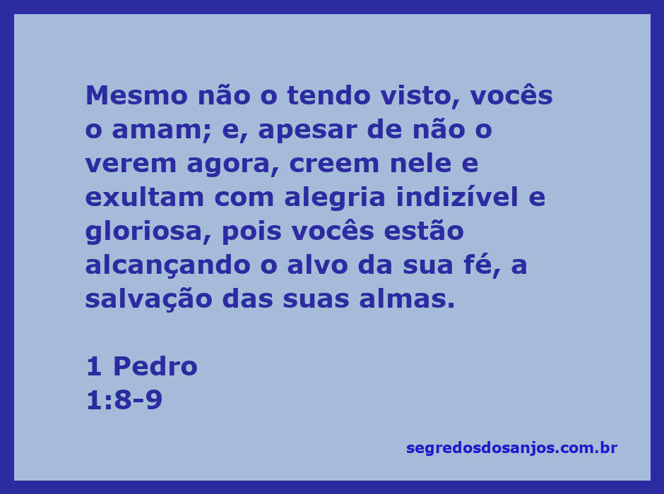 Imagem representativa de 1 Pedro 1:8-9, destacando a fé e a alegria na salvação.