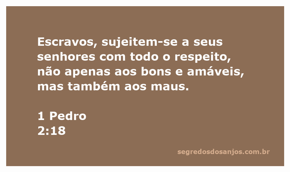 Escravos se sujeitando a seus senhores com respeito, conforme 1 Pedro 2:18.