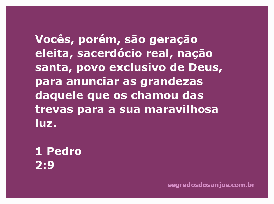 Imagem representativa de 1 Pedro 2:9, destacando a identidade e o chamado do povo de Deus como geração eleita e sacerdócio real.