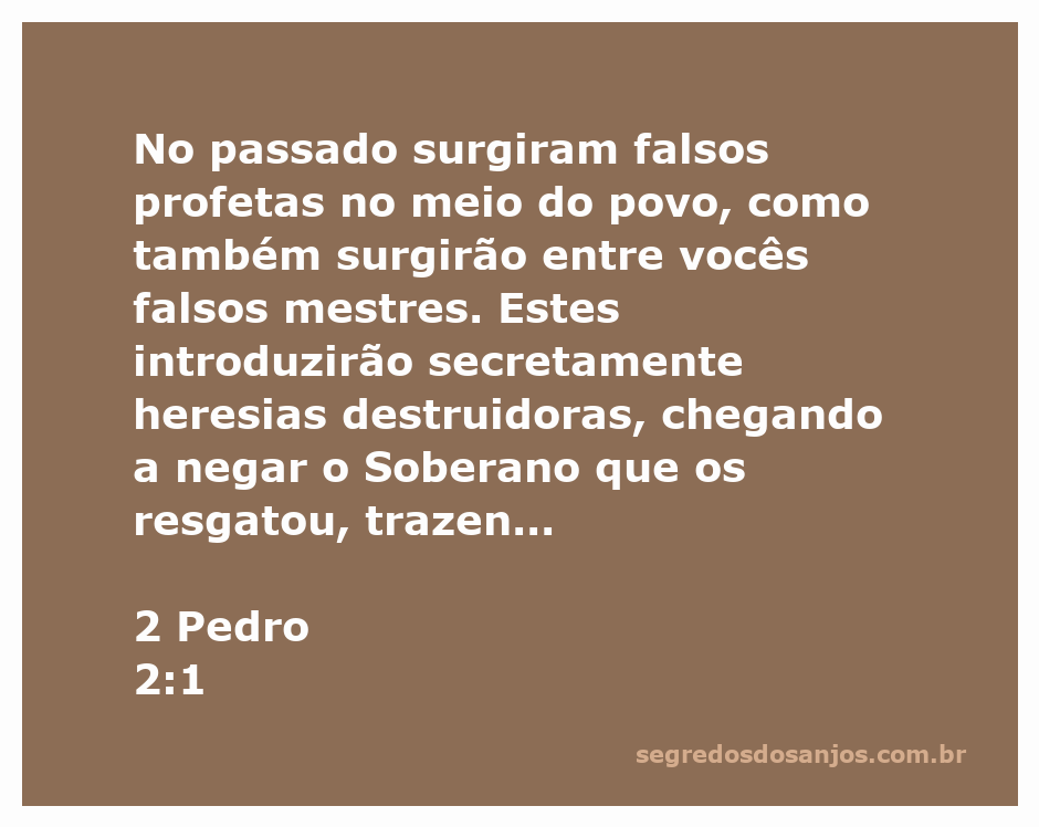 Imagem ilustrativa de 2 Pedro 2:1, abordando o surgimento de falsos profetas e mestres entre o povo.