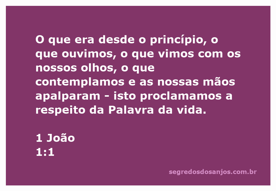 Imagem representativa da passagem de 1 João 1:1, destacando a Palavra da vida.