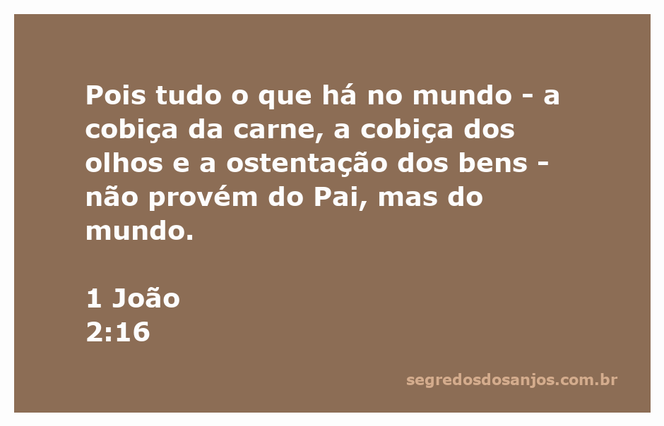 Versículo bíblico 1 João 2:16 destacando a cobiça e ostentação.