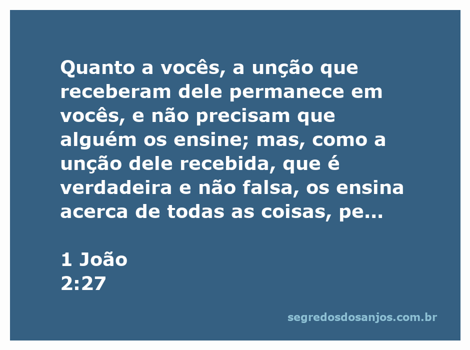 Imagem ilustrativa do versículo 1 João 2:27, destacando a unção e o ensinamento espiritual.