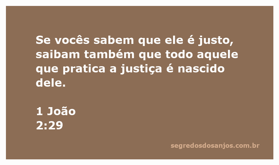 Imagem inspiradora com a frase de 1 João 2:29 sobre justiça e nascimento espiritual.