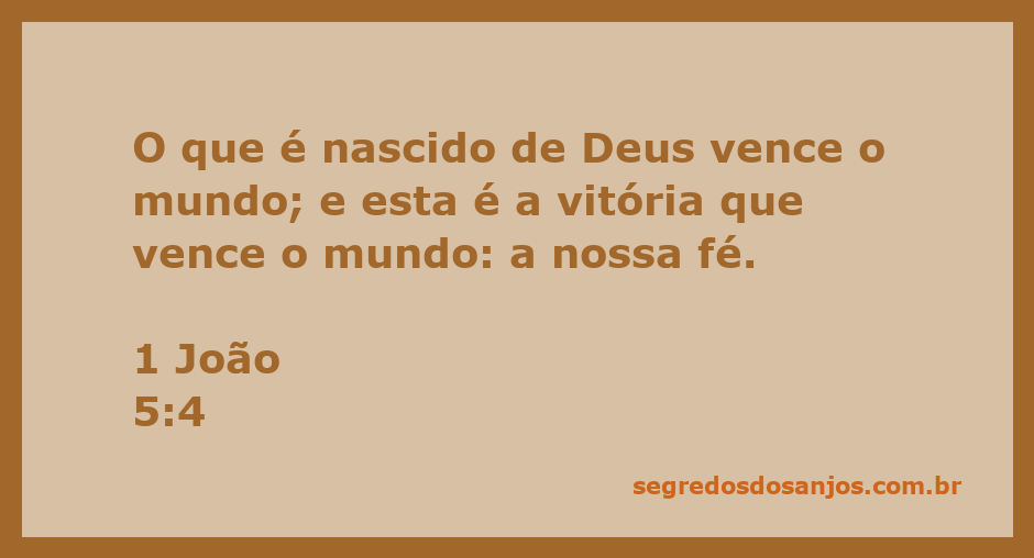 Imagem inspiradora sobre a vitória da fé, com a citação de 1 João 5:4 em um fundo sereno.