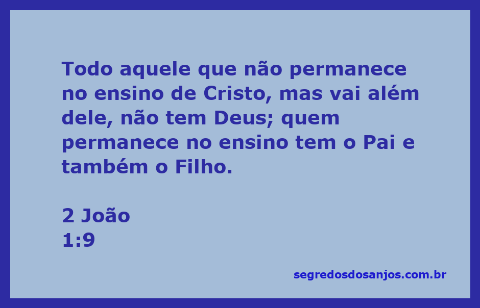 Versículo de 2 João 1:9 destacando a importância de permanecer no ensino de Cristo.