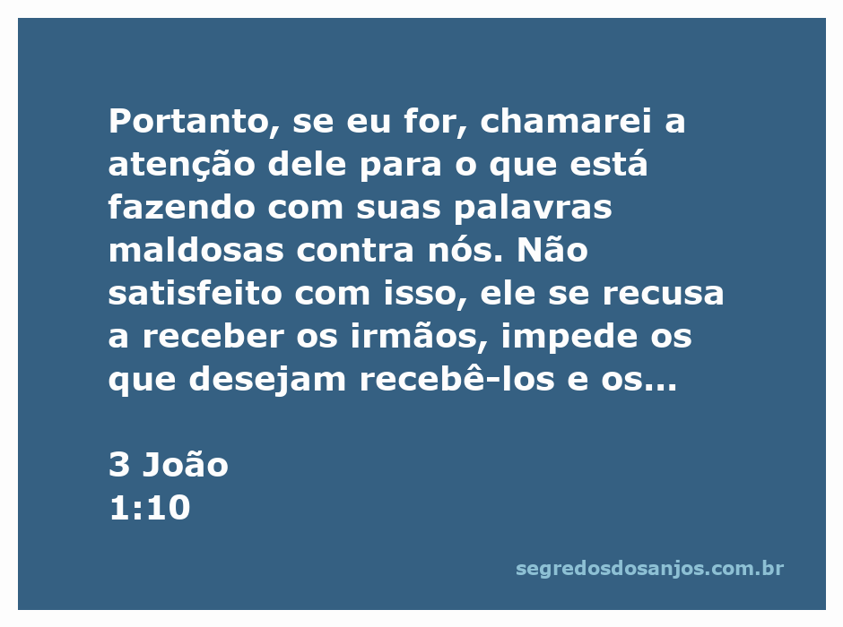 Ilustração do versículo 3 João 1:10, destacando as palavras maldosas e a exclusão na comunidade cristã.