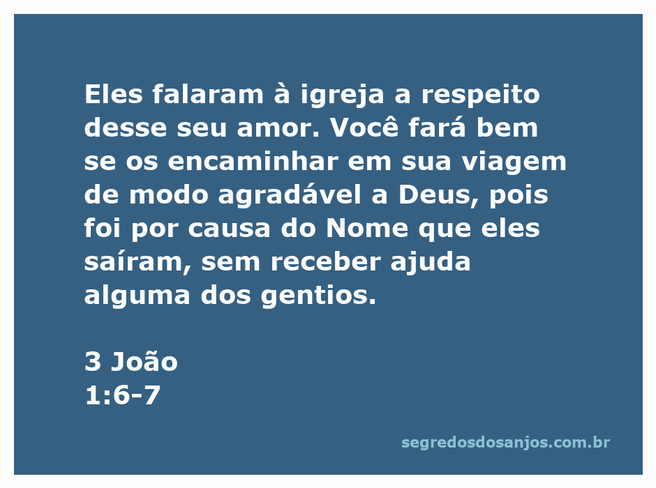 Ilustração do versículo 3 João 1:6-7, destacando a importância de ajudar aqueles que servem a Deus.