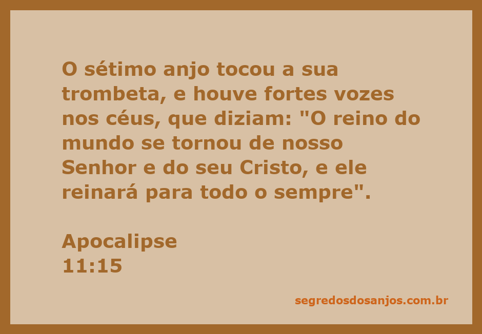 Imagem representativa do sétimo anjo tocando a trombeta com a proclamação do reino do Senhor.