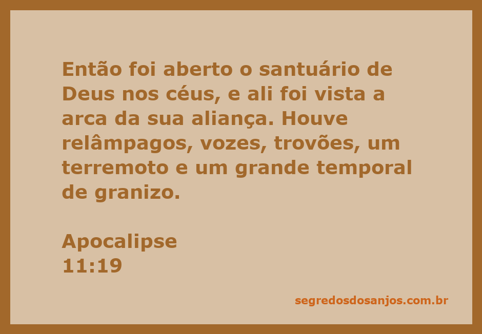 Representação artística do santuário de Deus nos céus com a arca da aliança, acompanhada de relâmpagos e trovões.