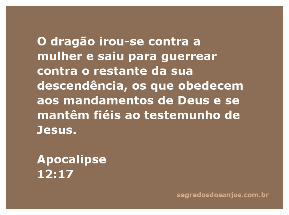 Ilustração do dragão furioso simbolizando a batalha espiritual contra os fiéis que seguem os mandamentos de Deus.