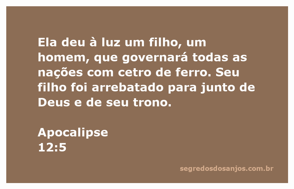 Imagem representativa de Apocalipse 12:5, mostrando uma mulher dando à luz um filho que governará com cetro de ferro.
