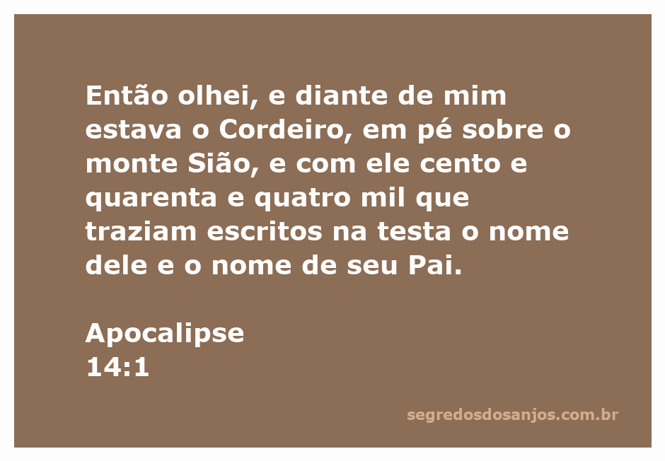 Imagem do Cordeiro em pé sobre o monte Sião com 144 mil pessoas, representando Apocalipse 14:1.