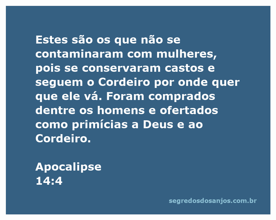 Representação dos 144.000 que seguem o Cordeiro, simbolizando pureza e devoção.