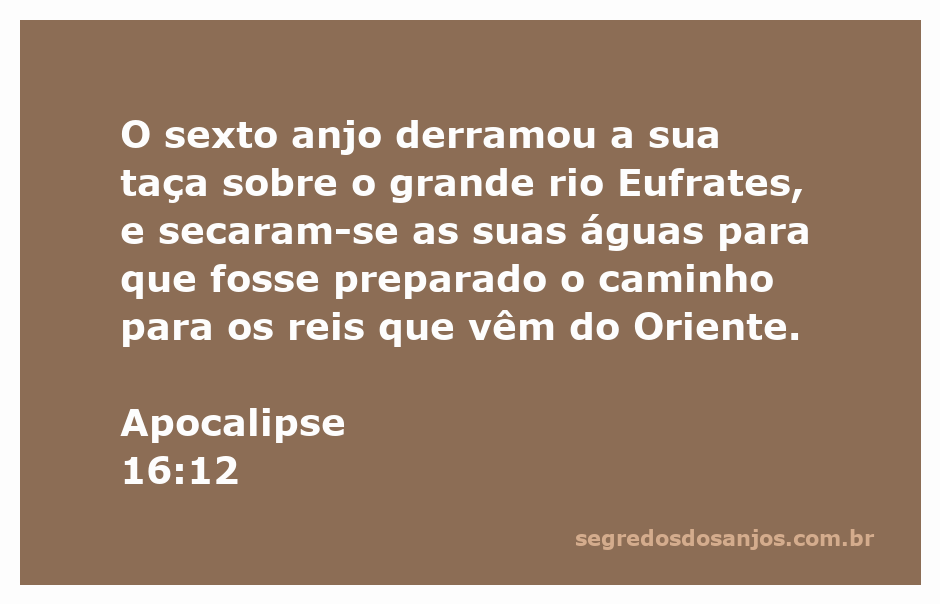 Ilustração do sexto anjo derramando sua taça sobre o rio Eufrates, simbolizando a secagem das águas.