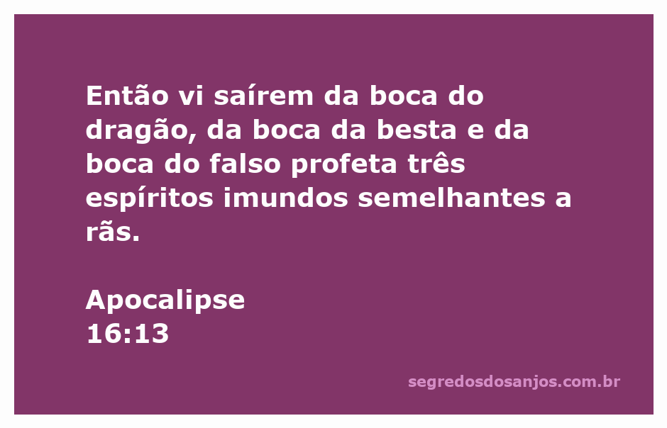 Representação dos três espíritos imundos que saem da boca do dragão, da besta e do falso profeta, inspirados em Apocalipse 16:13.