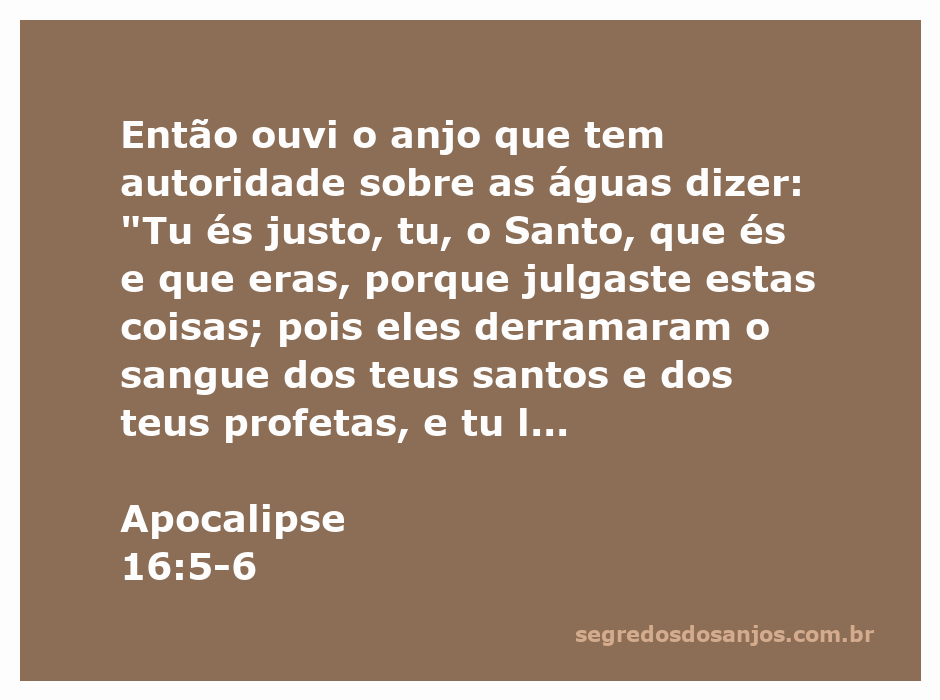 Ilustração do anjo anunciando julgamento divino sobre as águas, inspirado em Apocalipse 16:5-6.