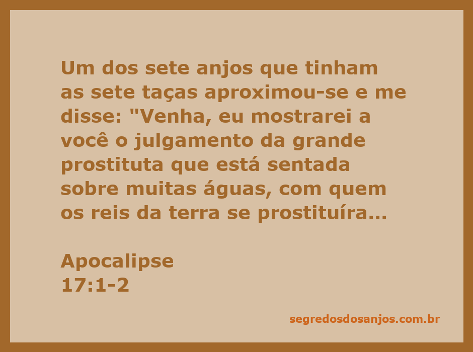 Ilustração de Apocalipse 17:1-2, mostrando um anjo revelando o julgamento da grande prostituta sobre as águas, simbolizando a corrupção e a influência sobre os reis da terra.