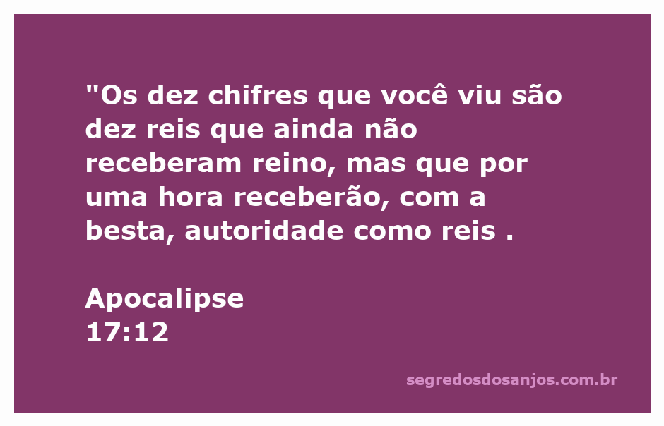 Representação simbólica dos dez chifres e reis mencionados em Apocalipse 17:12.