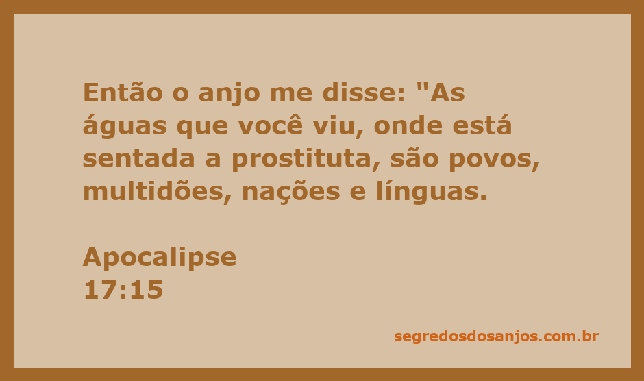 Imagem representativa da passagem bíblica Apocalipse 17:15, mostrando a prostituta sentada sobre as águas, simbolizando povos e nações.