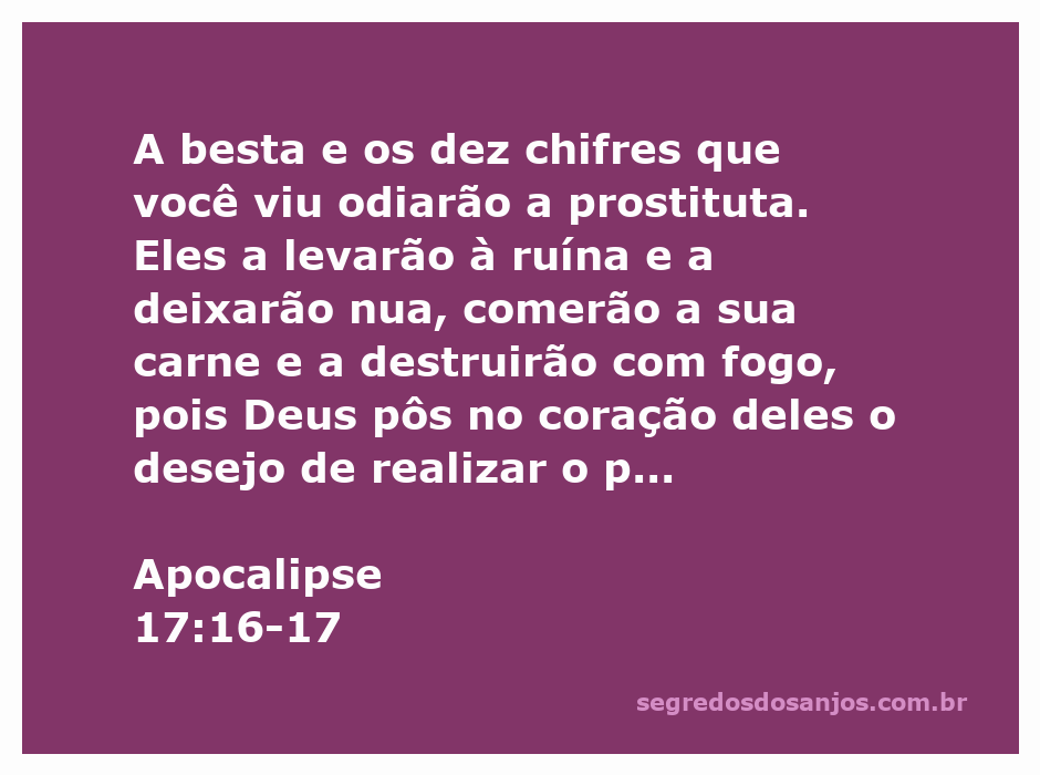 Imagem simbolizando a besta e os dez chifres de Apocalipse 17, representando a destruição da prostituta.