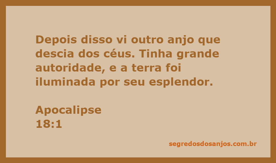 Anjo descendo dos céus com grande autoridade, iluminando a terra com seu esplendor.