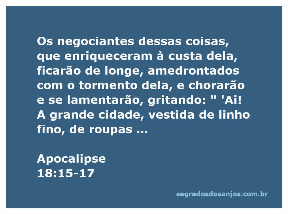 Representação da grande cidade arruinada, simbolizando a queda da riqueza e do comércio em Apocalipse 18:15-17.