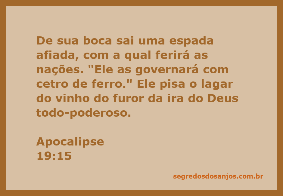 Imagem de uma figura poderosa com uma espada afiada, simbolizando a justiça divina e o governo sobre as nações.