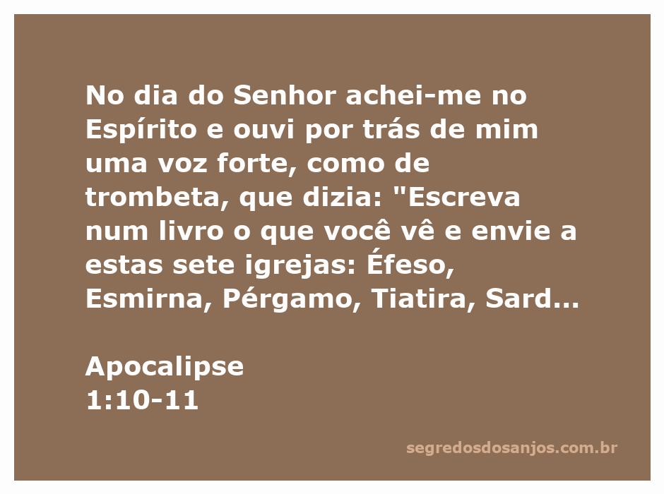 Ilustração do Apocalipse 1:10-11 mostrando João no Espírito ouvindo a voz de Deus, representando a revelação das mensagens para as sete igrejas.