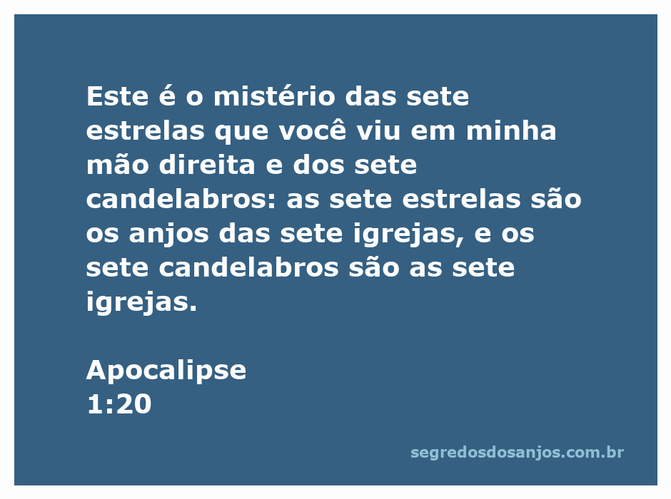 Representação das sete estrelas e sete candelabros simbolizando os anjos das sete igrejas conforme Apocalipse 1:20.