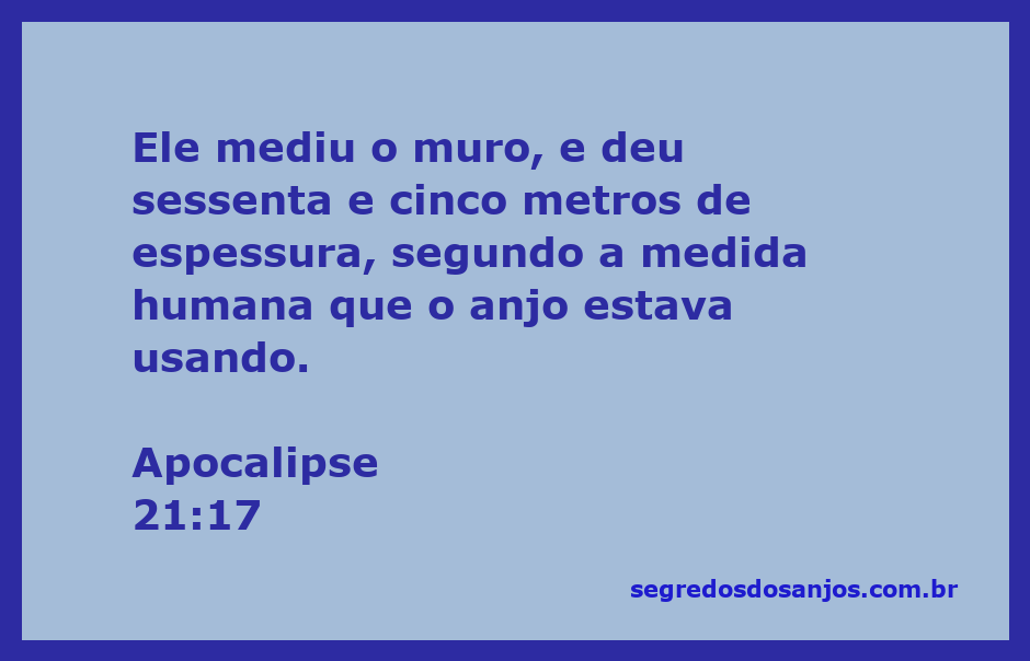 Medição do muro da Nova Jerusalém conforme Apocalipse 21:17