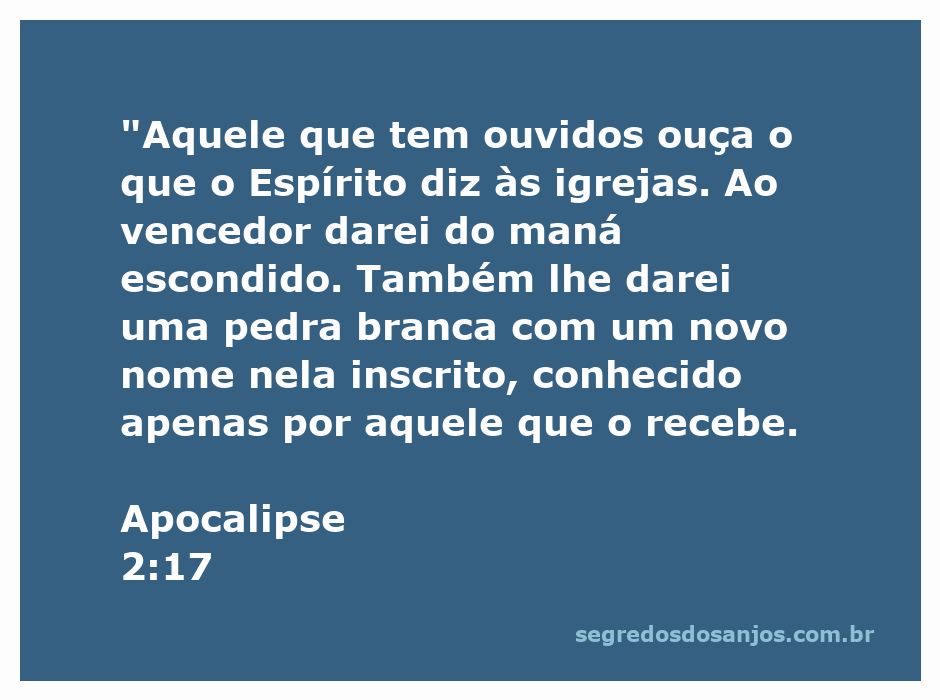 Imagem representativa de Apocalipse 2:17, destacando o maná escondido e a pedra branca com um novo nome.