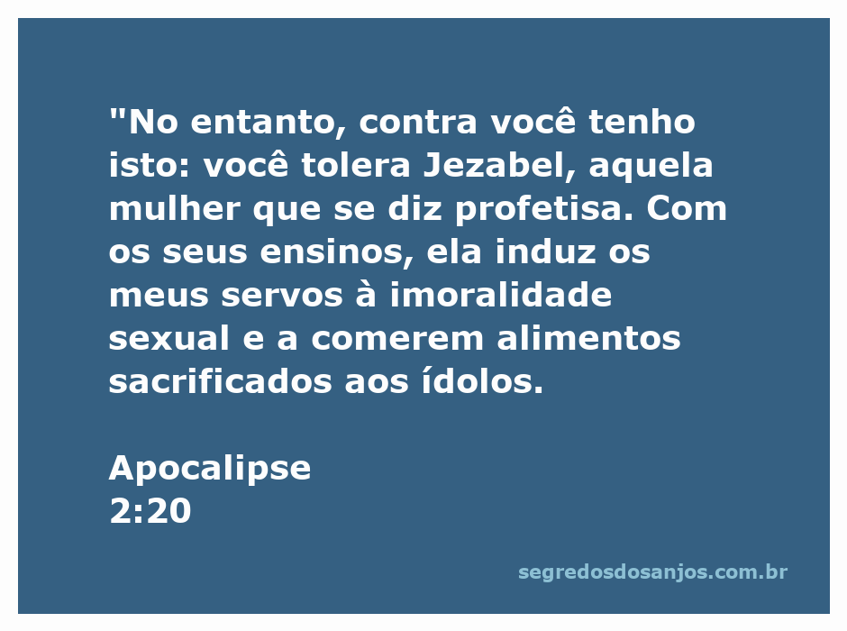 Imagem representativa de Apocalipse 2:20, destacando a advertência contra Jezabel e a imoralidade.