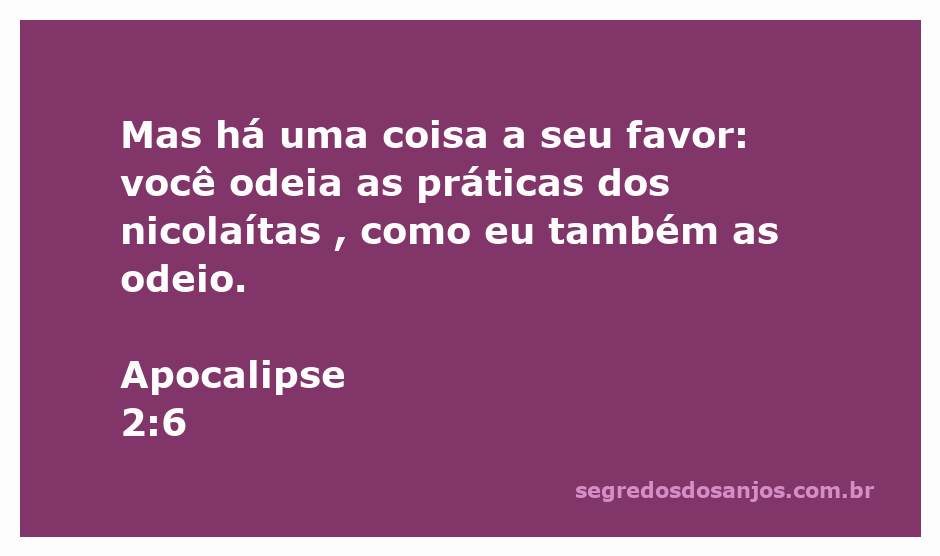Imagem representativa do versículo Apocalipse 2:6, destacando a aversão às práticas dos nicolaítas.