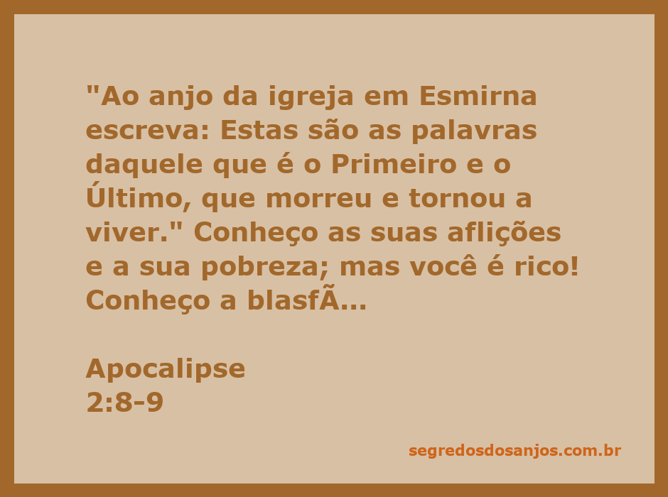 Imagem representativa do versículo Apocalipse 2:8-9, destacando a mensagem de esperança e resiliência da igreja em Esmirna.