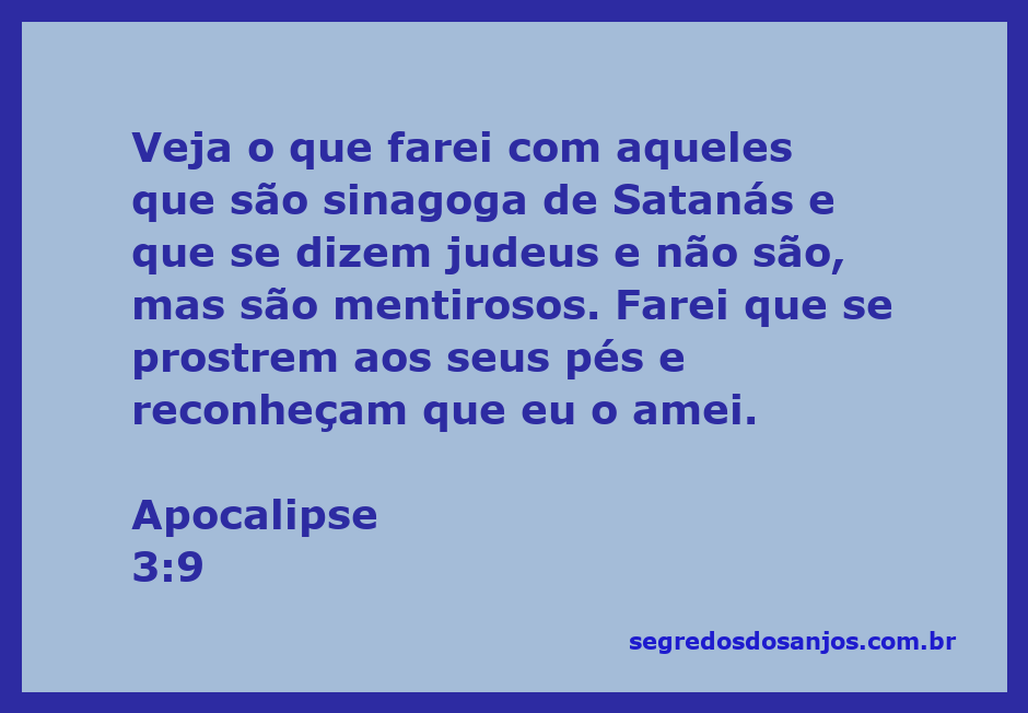 Ilustração de Apocalipse 3:9, destacando a mensagem de Deus sobre os que se dizem judeus, mas não são verdadeiros.