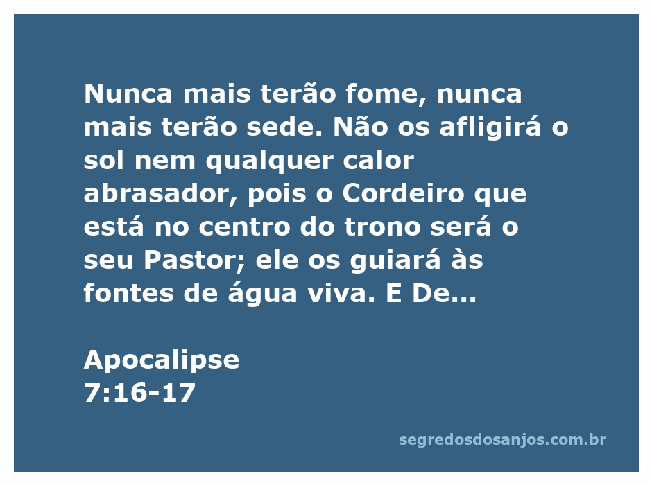 Imagem representativa do versículo Apocalipse 7:16-17, mostrando um ambiente sereno com águas vivas e um trono iluminado.
