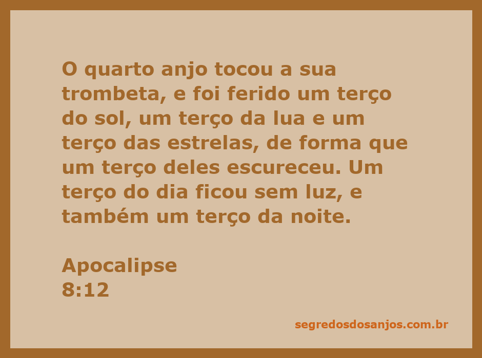 Ilustração do quarto anjo tocando a trombeta, causando escuridão no sol, na lua e nas estrelas
