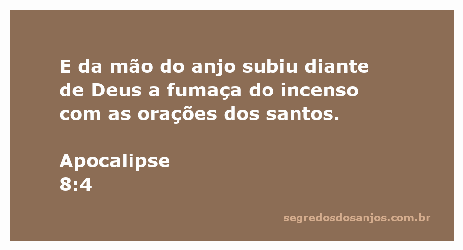 Anjo segurando incenso com fumaça subindo em direção a Deus, representando as orações dos santos.